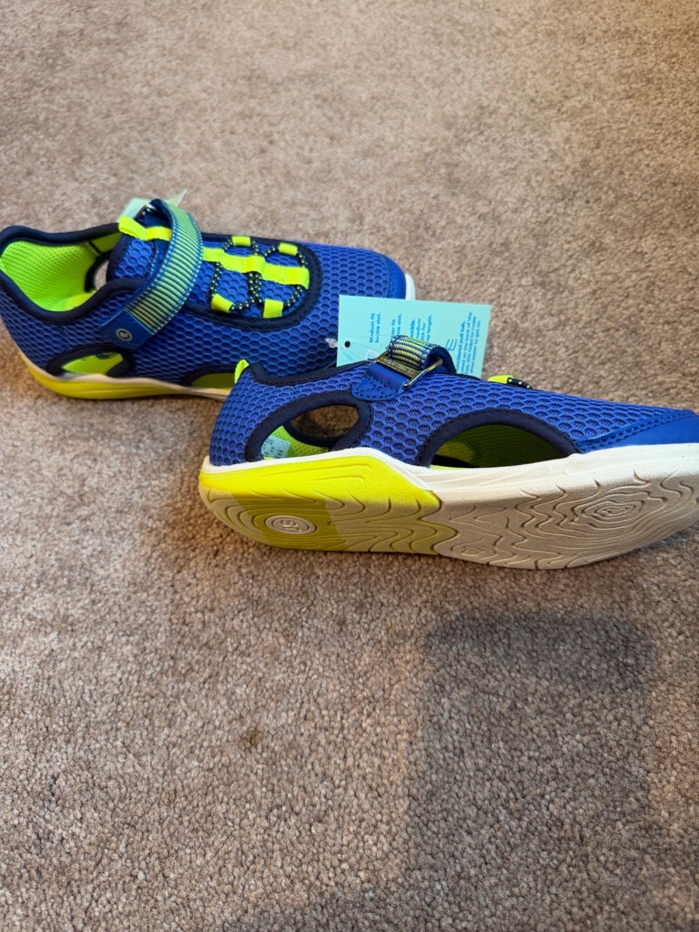 Stride Rite Blue and Neon Green Kids Water Shoes